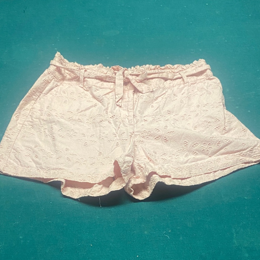Crown & Ivy Light Pink High Waist Eyelet Shorts